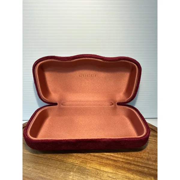 Gucci Burgundy Velvet Hardshell Sunglasses CASE ONLY Satin Lined Designer - Image 7