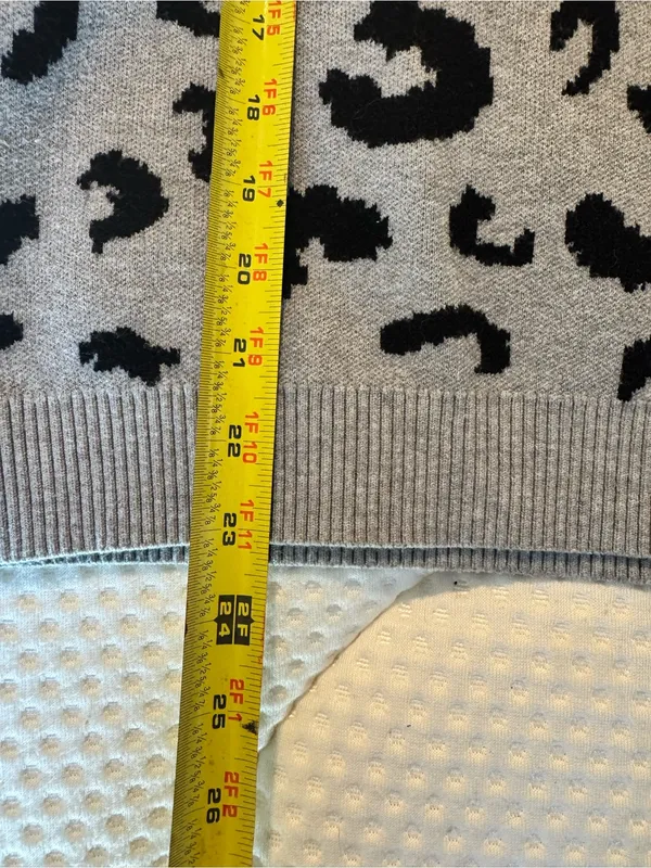 SHEIN Cream, Gray & Black Leopard Colorblock Crewneck Sweater - Image 6