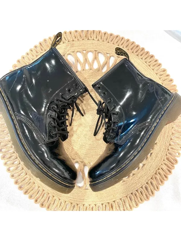 Dr Martens Junior 1460 Patent Leather Lace Up Boots Black 1460J W5 - Image 2