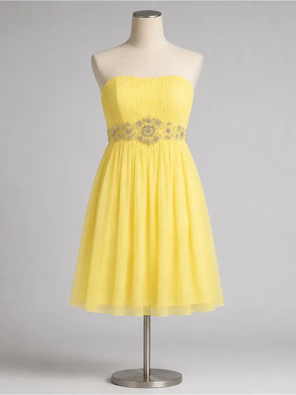NWT May Queen Yellow Strapless Beaded Y2K HOCO Dress Plus 16 Party - Image 2