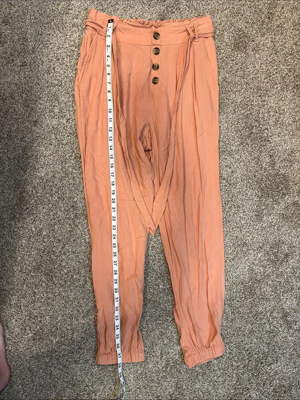 American Eagle Linen Blend Paperbag Pants in Pink Size Medium - Image 9