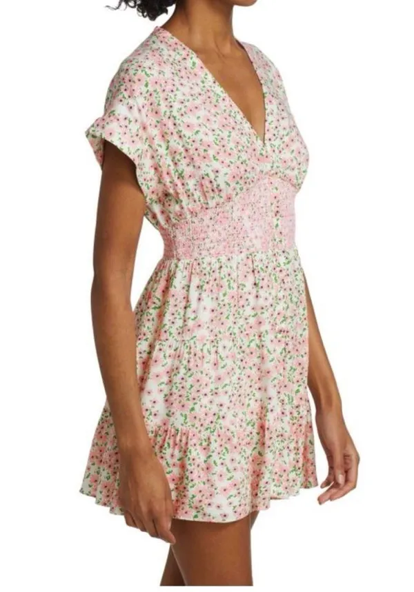 ALICE + OLIVIA Keela Floral Print Smocked Button-Front Dress - Image 7