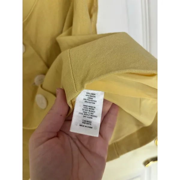 Joie Linen Blend Yellow Cropped Button Front Tank Vest M Boxy Minimal - Image 5