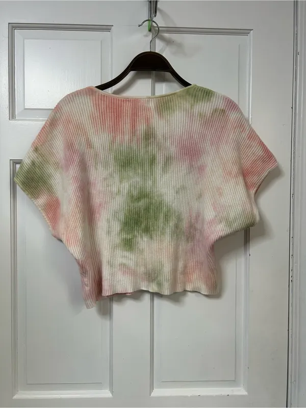 Promesa Pink & Green Tie-Dye Ribbed Crop Top - Image 4