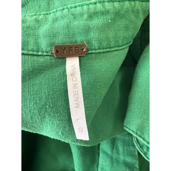 YFB Young Fabulous Broke Green Linen Dress Sz s Tunic Shirt Beachy‎ Lightweight - Image 9