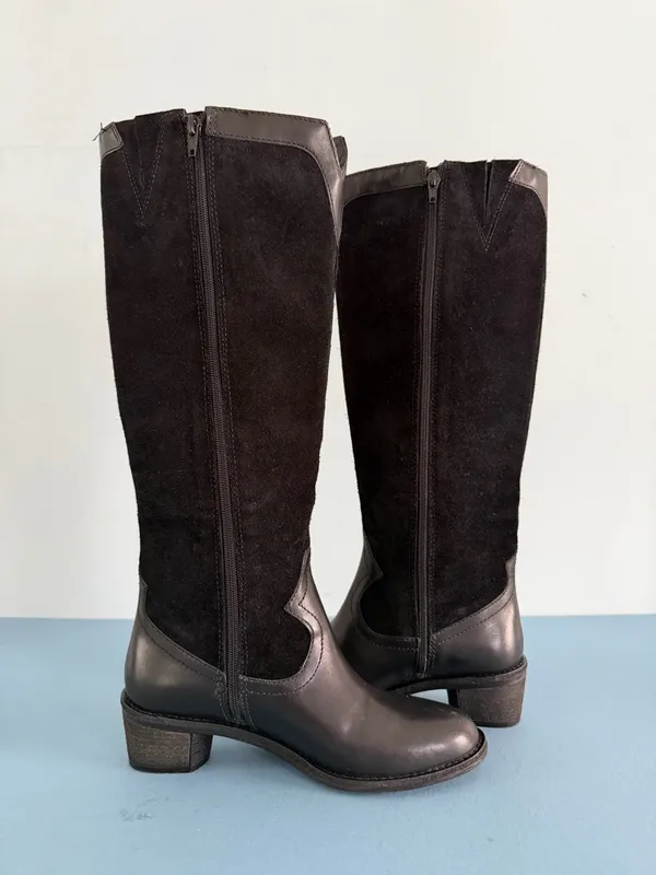 Brioso Sedona Whipstitch Suede Leather Black‎ Riding Western Boots - Image 4