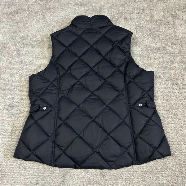 Eddie Bauer Vest Women XL Premium Goose Down Puffer EB700 Black Full Zip Pockets - Image 5