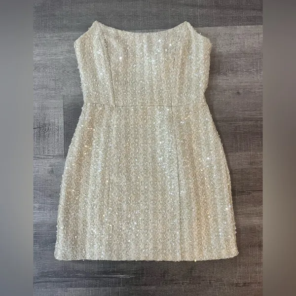 LINE & DOT Pearl Mini Dress in Ivory - Image 3