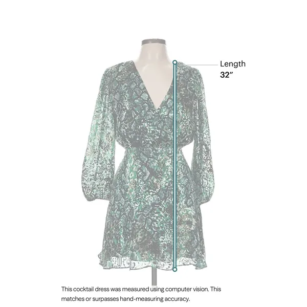 Alice + Olivia Mini Dress Womens 6 Green Snakeskin Silk Burnout Boho Luxe - Image 5