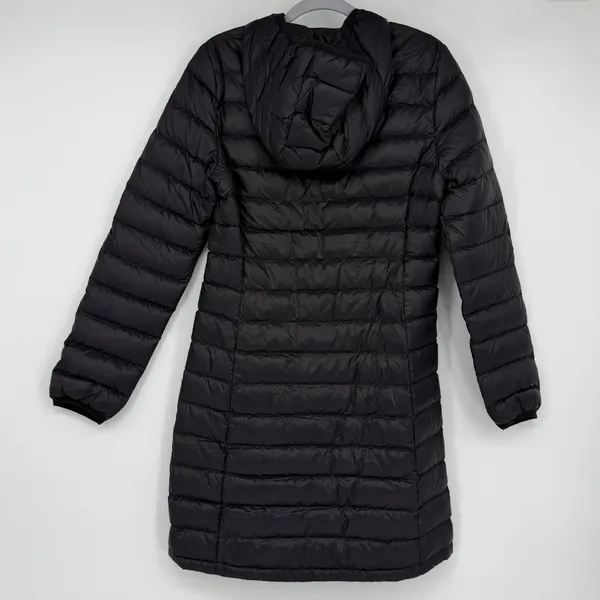 Quince W-JKT-14‎ Womens Black Down Filled Long Puffer Hooded Jacket Size S - Image 2