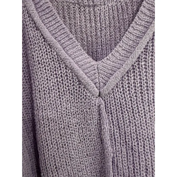 POL Purple V-Neck Knit Sweater‎ Oversized Long Sleeve Womens Small - Image 6