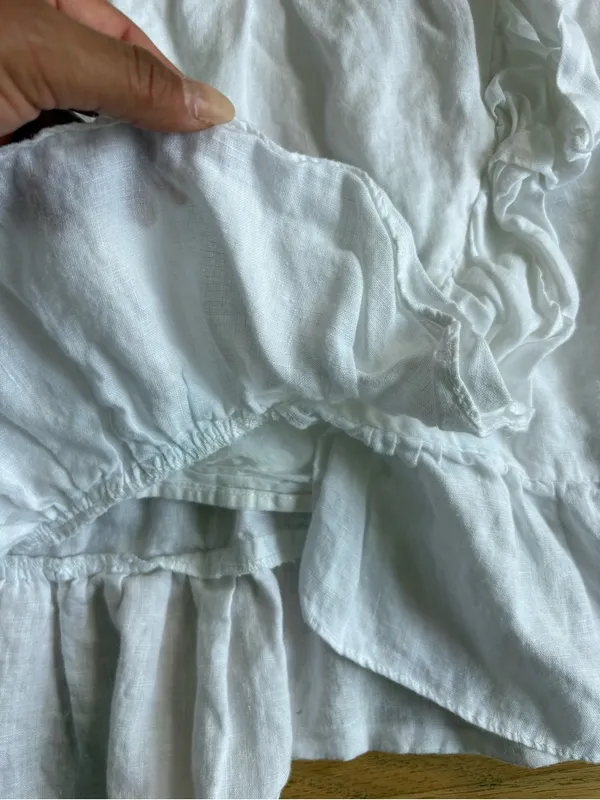 Dance & Marvel White Off-Shoulder Smocked Tunic with Ruffle Sleeves - Image 3