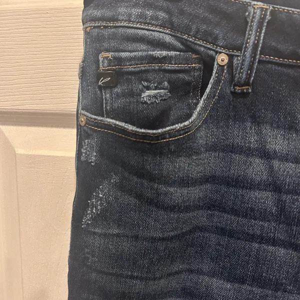 KanCan High Rise Dark Ripped Button Fly‎ Flare Jean Womens XL - Image 6
