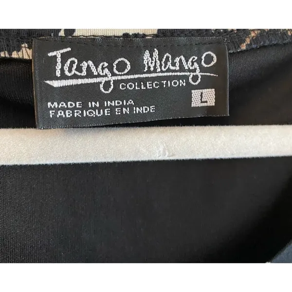Tango Mango Black Patterned 3/4 Sleeve Lace Back Sheer Sleeves Blouse‎ Size L - Image 5