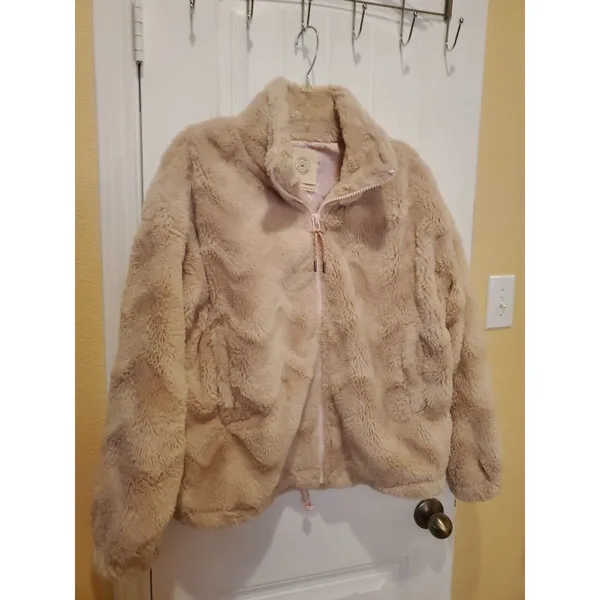 Urban Outfitters Light Pink Teddy Bear Zip Up Sherpa Fleece Women Size L Jacket - Image 7