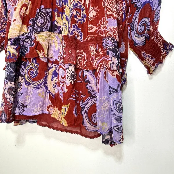 Anthropologie Maris Printed Long Sleeve Chiffon Mini Blouson Dress S - Image 4