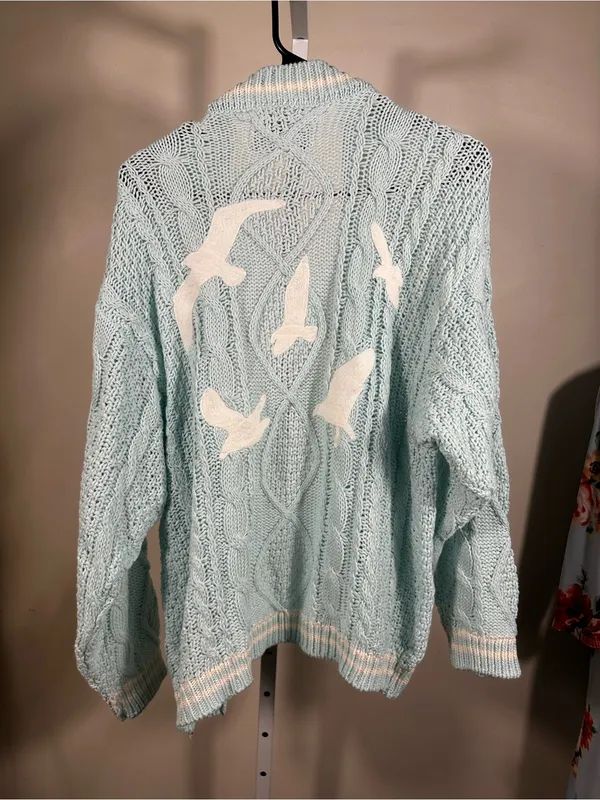 N89. Taylor Swift 1989 Pale Mint Cable-Knit Button Cardigan - Image 4