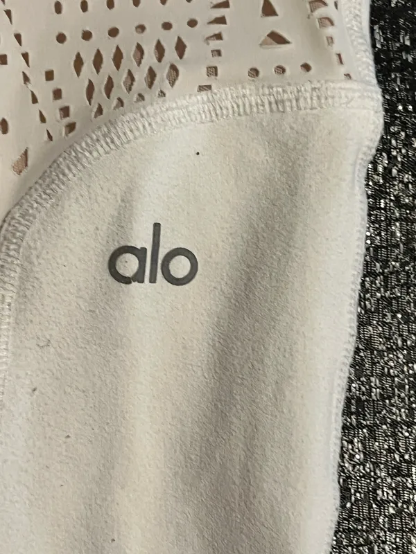 Womens XS Alo Yoga West Coast Laser Cut High Waisted Leggings- White - Image 8