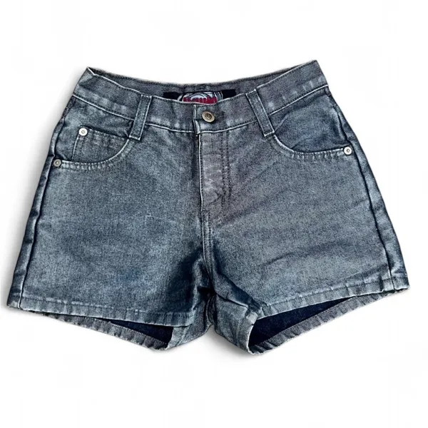 Liquid X Vintage Acid Wash Denim Shorts Red Pocket Embroidery Size 0 - Image 3