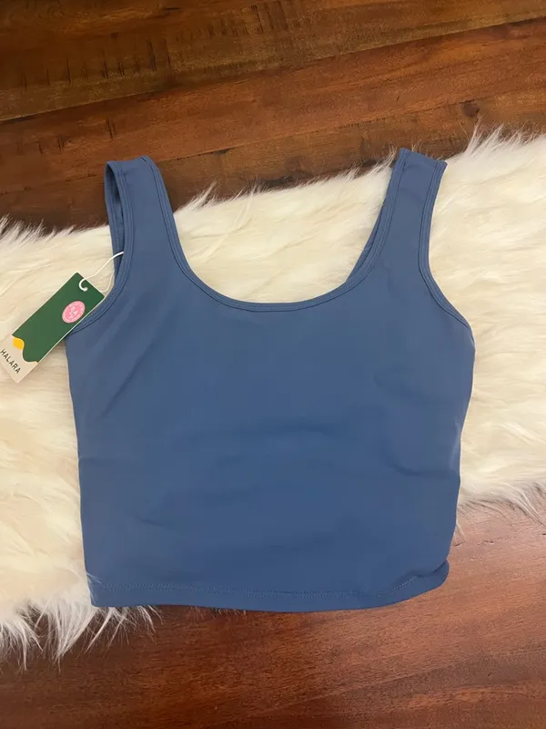 Halara Electric Blue U Neck Crossover Barre Ballet Tank Top Small NWT - Image 3