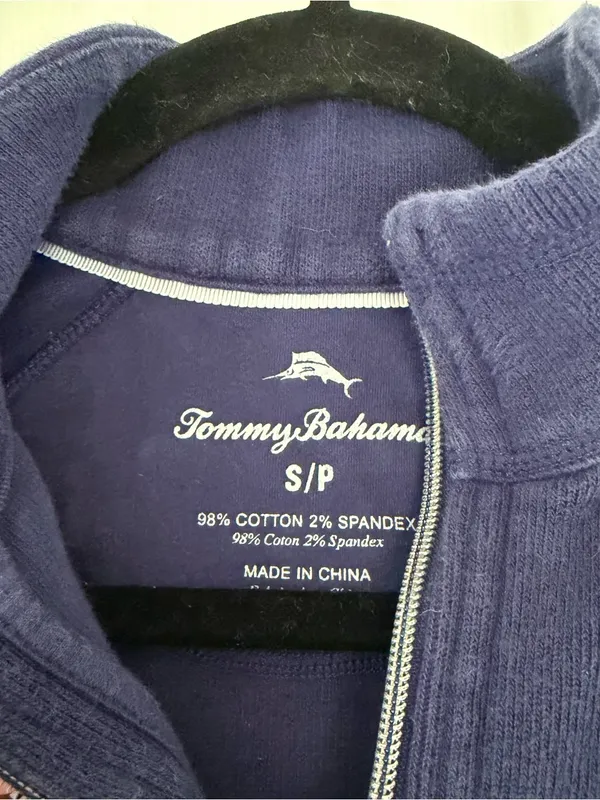 Tommy Bahama Navy Blue Full Zip Sweatshirt Size Small - Image 4