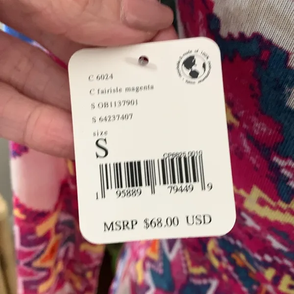 NWT Free People Movement High Jump Fairisle Nordic Magenta Printed Long Sleeve - Image 4