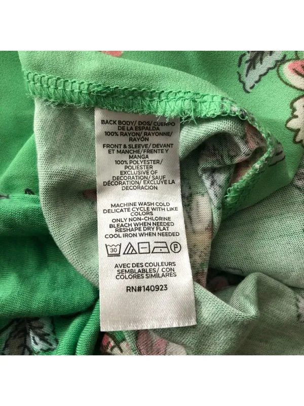 Ann Taylor Loft Floral Green Short Sleeve Blouse Lace Detail Womens Size L - Image 4