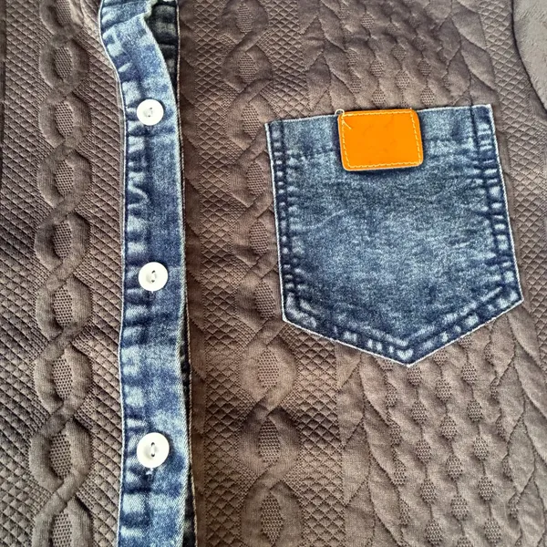 Women’s Quilted and Denim Long Sleeve Shirt Size L #260212 - Image 3