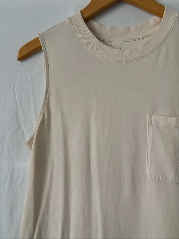 Everlane Cream Sleeveless Midi Tank Dress - Image 5