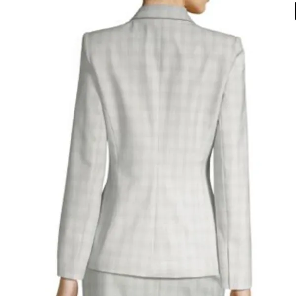 Elie Tahari Allegra Micro-Plaid One Button Jacket Blazer Gray Size 12 NWT - Image 3