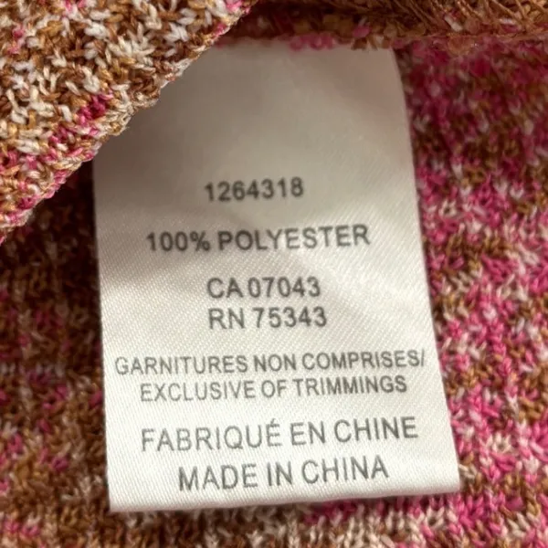 House of Harlow 1960 Pink Brown Chevron Cropped Cardigan Tassel Tie Sweater L - Image 9