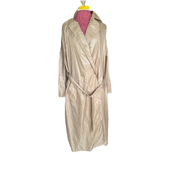 THE TOTES COAT Tan Button Up Midi Water Repellent Vintage Style One Size - Image 5