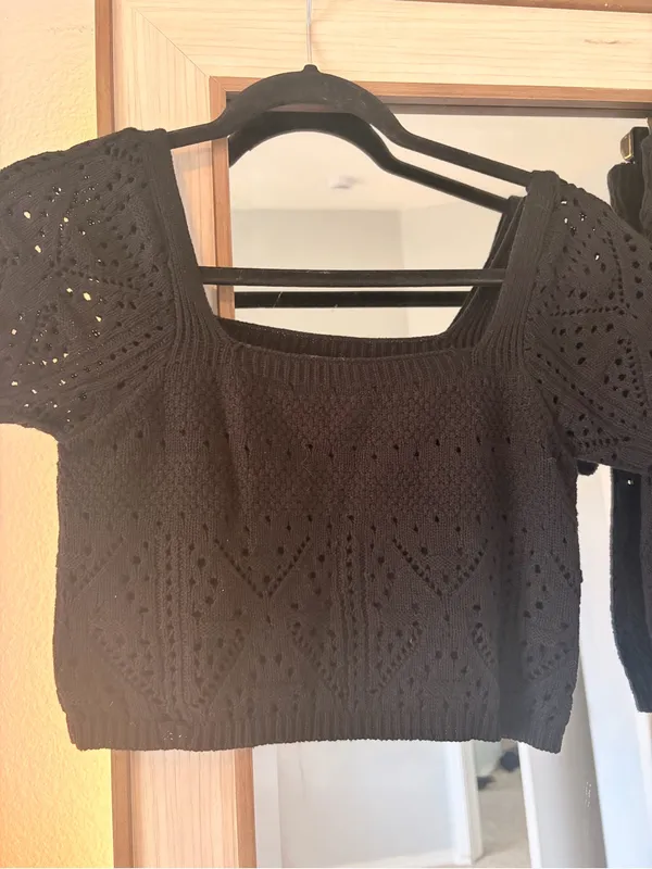 Freshman 1996 Crochet Flutter Sleeve Top & Mini Skirt Set size Small matching - Image 3