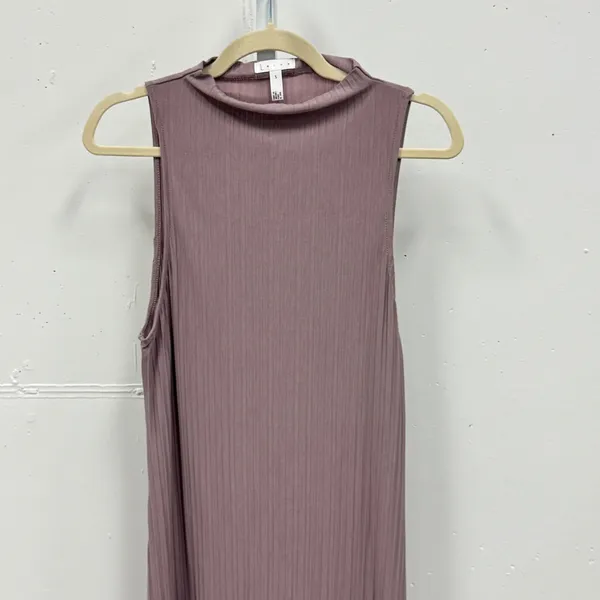 Leith Mauve Pleated Mock Neck‎ Sleeveless Shift Mini Dress Purple Women's Small - Image 3