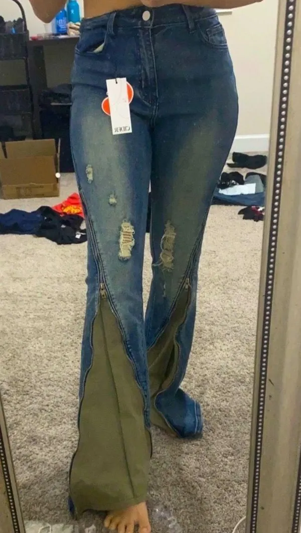Cider High Waist Zipper Jeans - Image 2