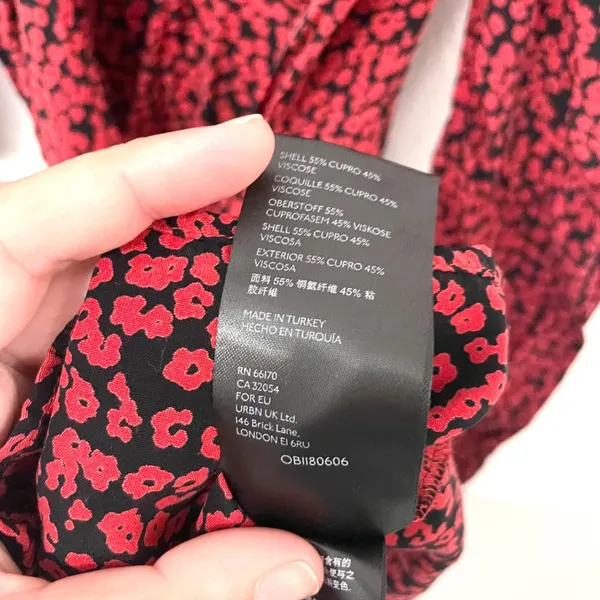 Free People Kinsley Wrap Dress Red Black Floral Combo Long Sleeve Size 0 - Image 6