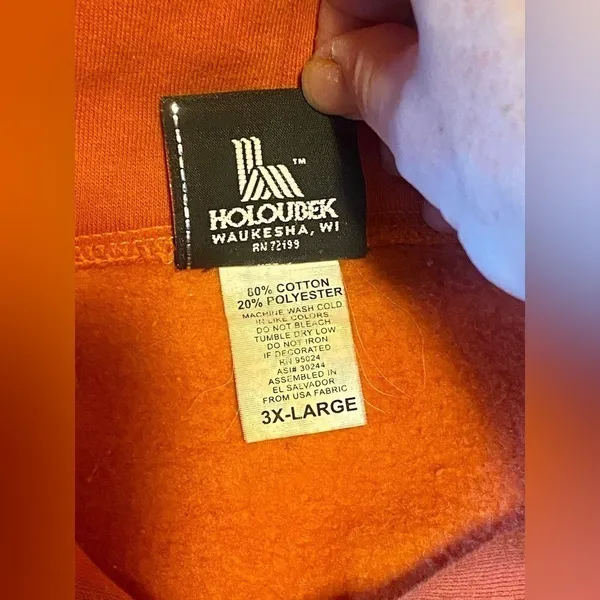 Vintage Harley Davidson Motorcycles Orange 2005 Long Sleeve Hooded Sweatshirt - Image 5