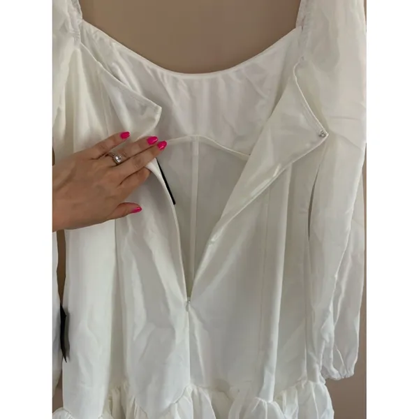 Lulus Gorgeous Expertise White Ruffled Long Sleeve Mini Dress Size Large Bridal - Image 8