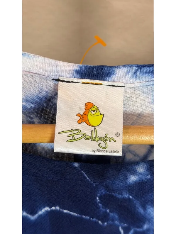 Size M/L Balkón by Blanca Estela Blue Tie-Dye Blouse Boho - Image 2