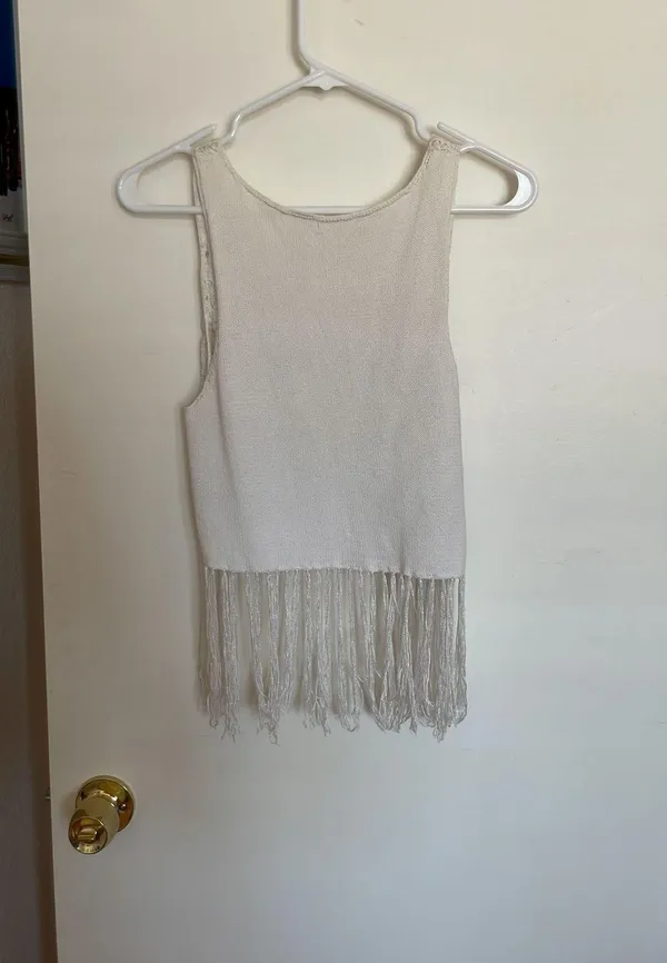 White Boho Fringe Top - Image 5