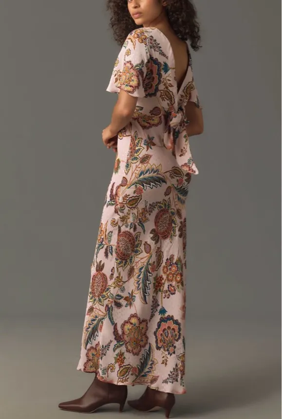 Anthropologie Kachel Flutter-Sleeve Floral Slip Maxi Dress, Size 12P - Image 3