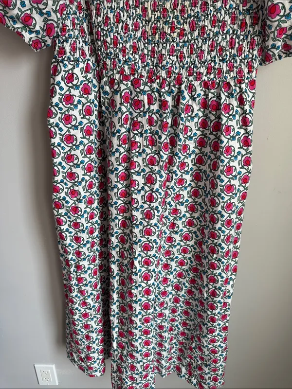 NEW Boden Sky Smocked Linen Midi Dress 16-18 - Image 6
