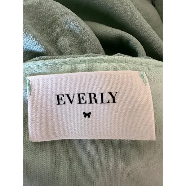 Everly Mini Dress Ruffle Sleeve Tiered Summer Sundress Green Size Medium - Image 3