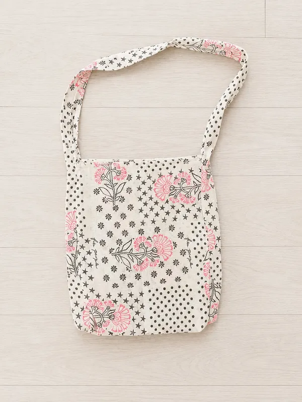 Free People Women's Floral Polka Dot Print Tote Shoulder Bag Cotton - Image 2