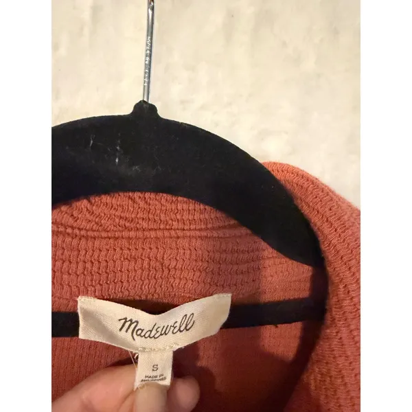 Madewell Waffle Knit Shirt Jacket Terracotta Rust Button Down ND852 Womens Small - Image 2