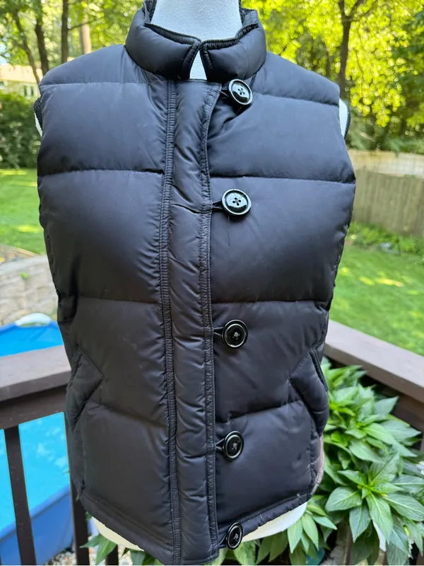 J.Crew Puffer And Waterfowl Down Vest Jacket Womens S Small Black Zip Button - Image 2