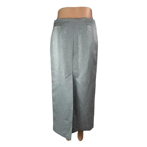 NEW Zara Women's Gary Shimmer Rhinestones Back Slit Maxi Straight Pencil Skirt S - Image 2