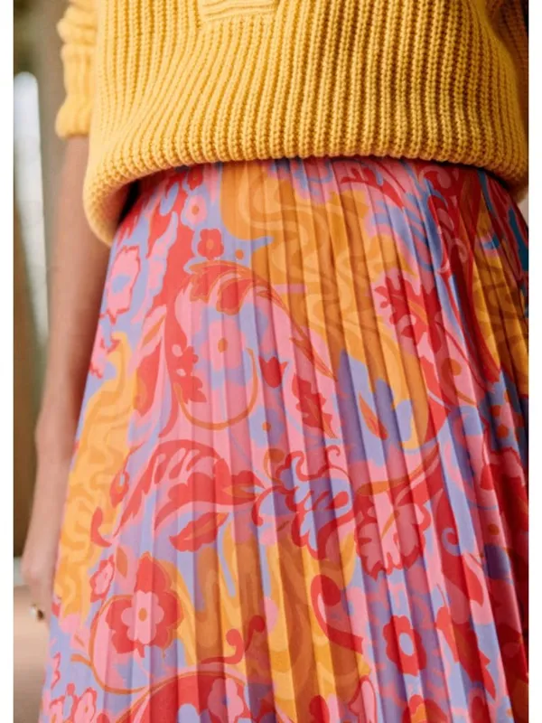 Sézane NWT Dune in Wonderland Print Pleated Chiffon A-line Midi Skirt 36 / US 4 - Image 3