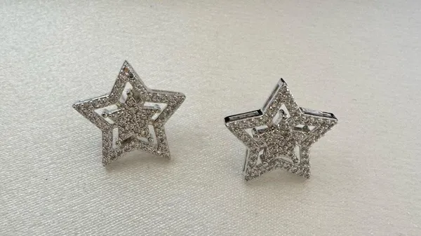 CZ Star Stud Earrings for Men Women Streetwear Punk Hip Hop Unisex Style - Image 2