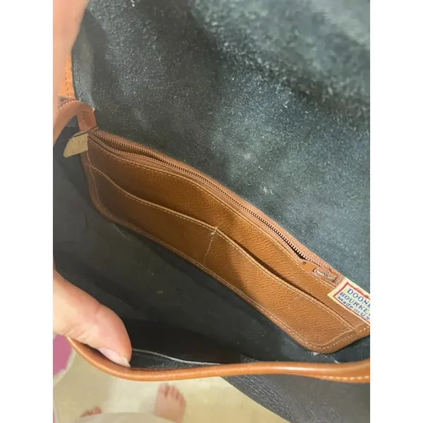 Vintage Dooney & Bourke Horseshoe Brass Bit Clutch Saddle Bag Black USA - Image 12